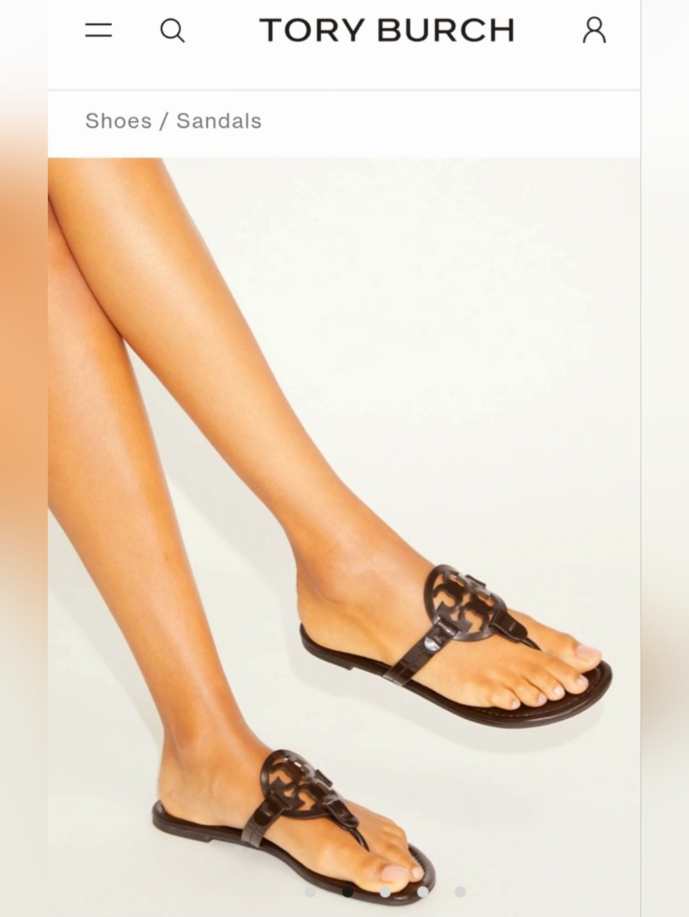 Tory Burch Miller Brown Chocolate Leather Logo Thong Sandals US 8.5 - Picture 2 of 16